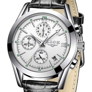 Mens Watch Leather Analog Quartz Wristwatch Men